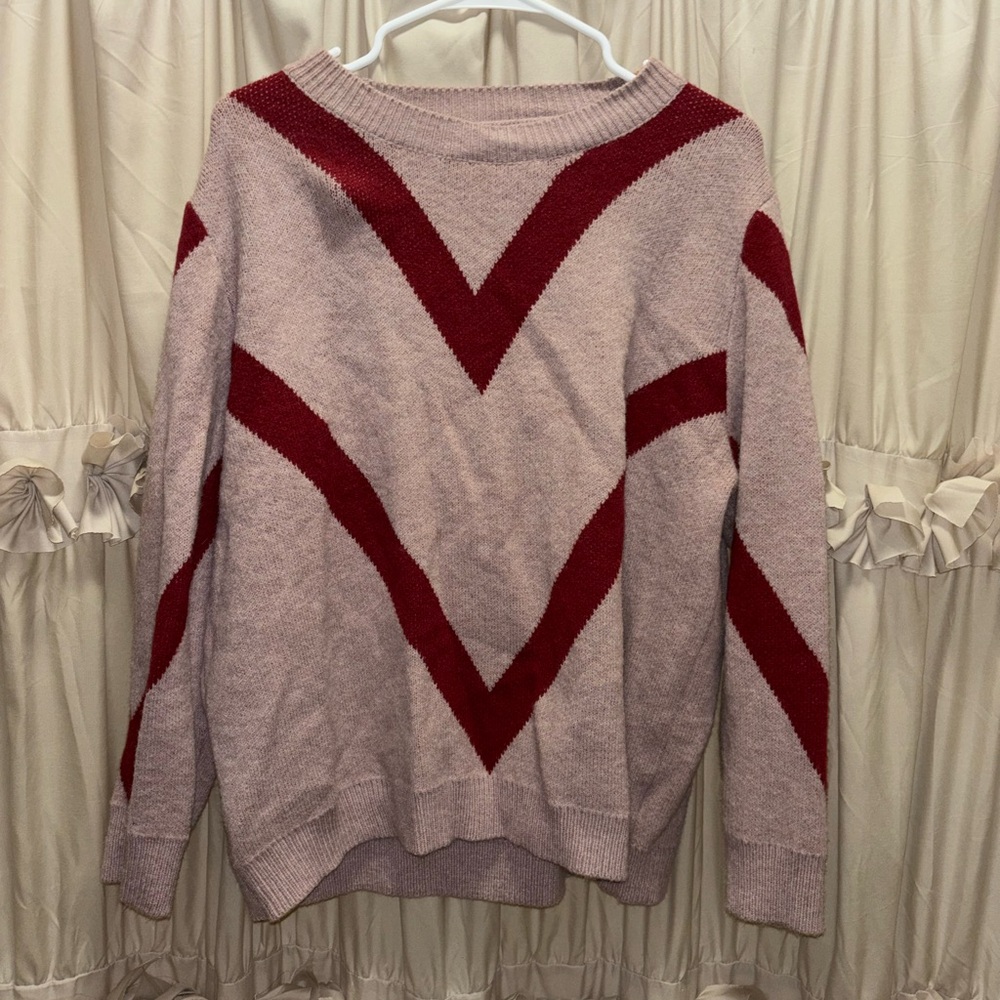 Elegant Knit Sweater in Pink and Red